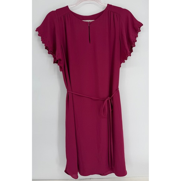 LOFT Dresses & Skirts - LOFT Womens Magenta Eyelet Flutter Sleeve Keyhole Shift Dress Sz XS